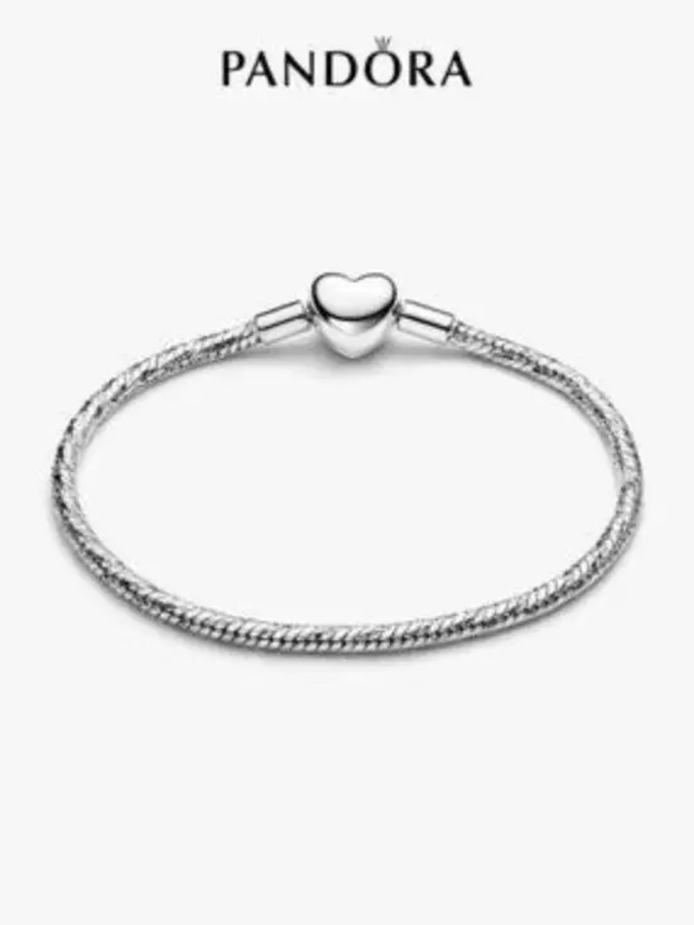 Pandora Sterling Silver Heart Clasp Snake Chain Bracelet